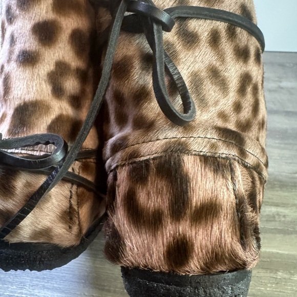 BNWOT Isabel Marant Etoile Flavie Leopard calf hair Moccasin Boots size 37/6.5 - Picture 8 of 9